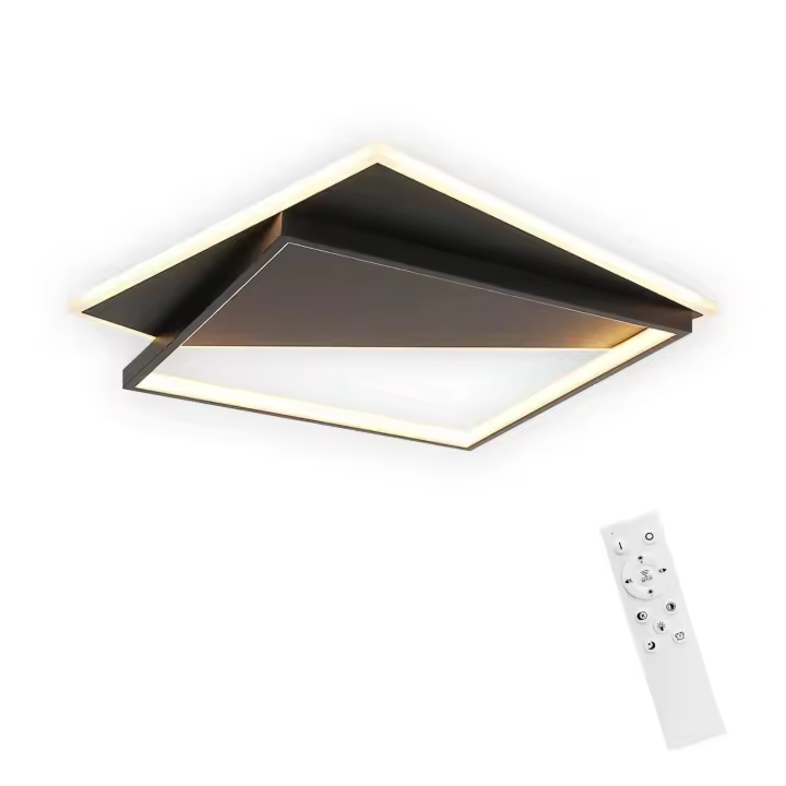 CBJKTX Luz de Techo LED de Diseño Moderno 53W Negro Regulable con Control Remoto Sala de Estar para Dormitorio Cocina Pasillo Oficina - 1
