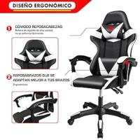 Silla Gaming Ergonómica Reclinable con Cojín Lumbar y Cervical |   Altura Ajustable, Reposabrazos Acolchados, Ruedas 360 ° |   Ideal para Oficina, Escritorio, Teletrabajo, Estudio, Juego, Ordenador - details 5