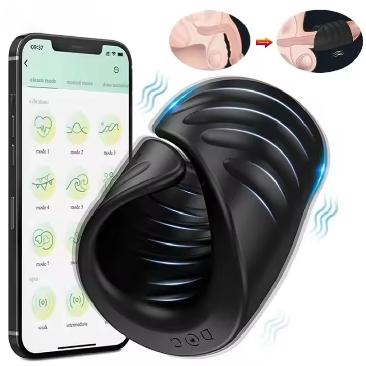 Leten HESEKS masturbador masculino vibrador de entrenamiento con Control de aplicación juguete sexual para hombres masajeador Sexual anillo glande entrenador 18 - 1