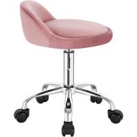 Silla de Oficina de Cuero Sintético Silla de Escritorio sin Brazos Taburete Giratorio para Sala de Masaje SPA Taburete de Tocador Blanco - details 30