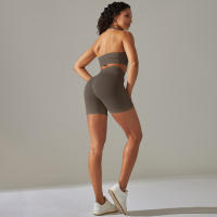 Hamidou-Conjunto de Yoga para mujer, pantalones cortos con sujetador, ropa de entrenamiento para correr, ropa de gimnasio, pantalones cortos de cintura alta, Leggings de Fitness, trajes deportivos - details 30