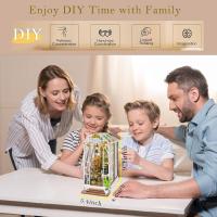 Kit de libros en miniatura de Casa de jardín, estantería de madera con luz LED, sujetalibros de decoración, rompecabezas 3D DIY, Hobby artesanal - details 3