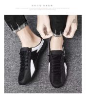 Zapatos planos de conducción de fondo suave de moda para hombre, zapatos casuales de primavera y verano con diseño de gorro, estilo de caminata de medio arrastre, sin cordones - details 13