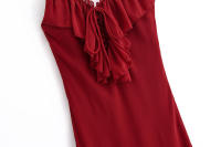 Vestidos largos sexis con tirantes finos y volantes y cuello en V para mujer, Vestidos largos elegantes de corte a para verano 2025, Vestidos largos de fiesta con espalda descubierta para noche - details 3