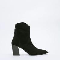 Botas vaqueras de hombre, botines cortos de tacón grueso y punta fina. - details 5