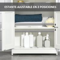 Armario auxiliar de baño con 2 puertas, estante interior ajustable y compartimento abierto, mueble de baño para salón, cocina, 60x30x80 cm, blanco - details 4
