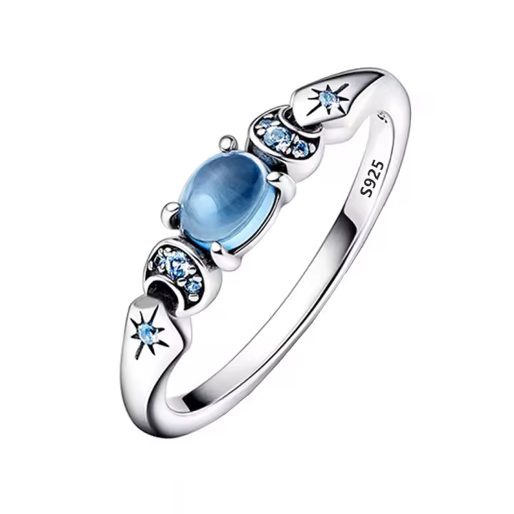 Anillo de Plata de Ley 925, anillo de corazón Rojo Elevado para Mujer, surrounded cúbica CZ, Estrella, Luna, Flor, joyería de Boda, anillos, Regalos - 1
