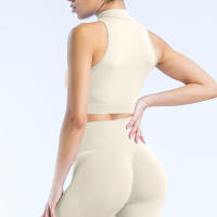 Dynamic 1/4 Zip Tank Chaleco deportivo de yoga para mujer Color sólido Ajuste ajustado Traje de fitness suave para mujer Traje de yoga Top Gimnasio Running Traje de ciclismo - details 8