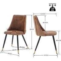 Juego de 2 Sillas de Comedor Vintage Sillón Tapizado en Gamuza con Patas Metálicas para Cocina Salón - details 9