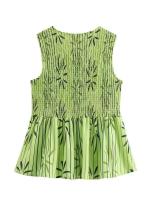 Conjunto casual de moda para mujer Camisa con volantes Top + Pantalones de pierna ancha - details 9