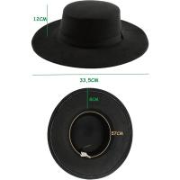 Kebedo Moda Sombrero Fedora de ala Ancha Clásico Español para Hombre, Gorro Versátil Negro para Adulto Talla Única 58-59CM - details 1
