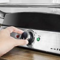 Parrilla Eléctrica de Piedra Revestida Placas Extraíbles y Reversibles, Apertura de 180ª, Superficie Amplia 2200 W, Acero Inoxidable - details 3