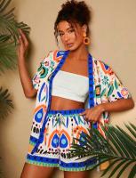 Conjunto de Verano para Mujer 2025 Blusa Estampada y Shorts Ajustados Moda Europea - details 2