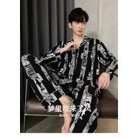 Conjunto de Pijama de algodón para hombre, ropa de dormir de manga larga con cuello vuelto, conjunto de 2 piezas para el hogar, Otoño e Invierno - details 6