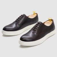 Zapatos casuales de cuero para hombre, zapatos de hombre de moda versátiles con cordones de piel de vaca. - details 5