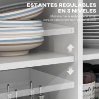 Carrito de cocina con encimera de madera plegable, 2 puertas, 2 cajones, estante ajustable y 4 ruedas, 105x60x90,5 cm, blanco - details 5