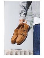 Nuevo estilo británico versátil zapatos Munk zapatos de vestir casual fondo plano tendencia hebilla zapatos de los hombres. - details 7