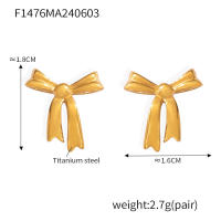 Prevenir La Alergia de Arce inoxidable de 18 Quilates Chapado Charm Joyería 2025 Estilo Caliente impermeable de oro Bowknot Bow nude Stud Pendientes - details 2