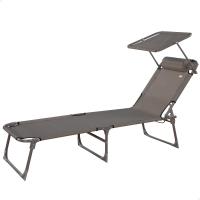 Plegable con Parasol Gris, Antivuelco, Reclinable 3 Posiciones, Material: Acero y textileno, Medidas: 193x53x30cm, Peso máx. soportado 110Kg, Tumbonas Plegables (62288) - details 0