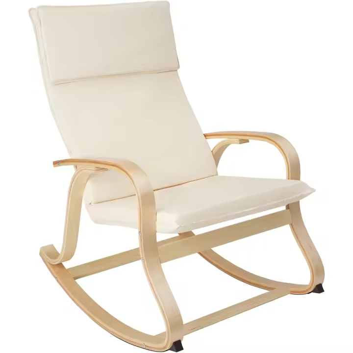 Mecedora Roca de Madera de Abedul 150kg, Silla Mecedora, Oscilante, Sillón Ergonómico para Balanceo (Beige) - 1