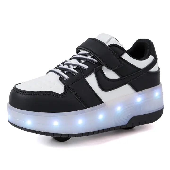 Zapatillas de deporte de dos ruedas que emiten luz para niños, zapatos deportivos de estilo para niños, 30-40 - 1
