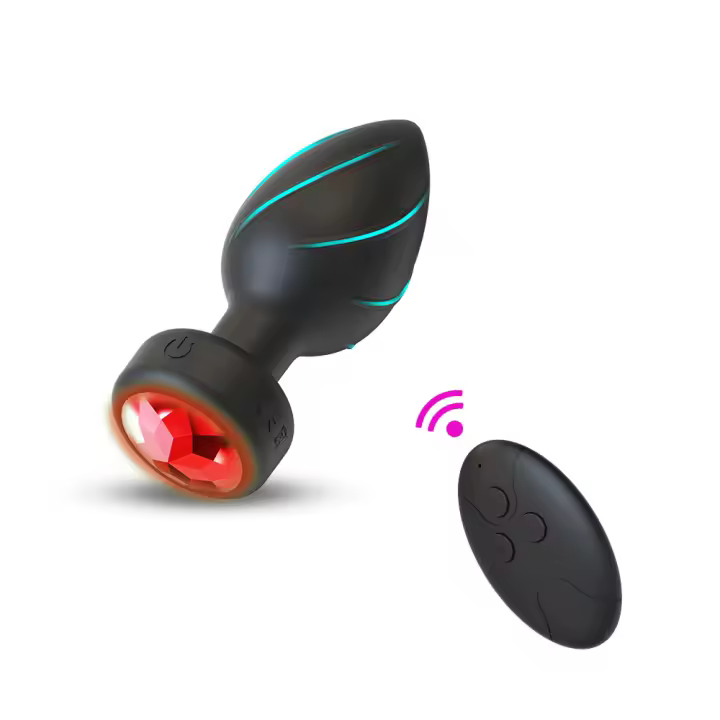 Luces LED de colores, vibración luminosa, tapón anal, control remoto inalámbrico, masajeador de próstata masculino y femenino, diversión anal para adultos - 1