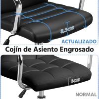 Silla Giratoria de Oficina Sillón de Trabajo con Respaldo Tapizado Asiento Sintético Altura Ajustable Negro - details 4