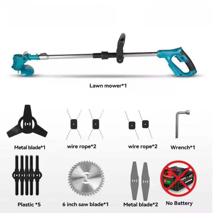 Cortadora de césped eléctrica Yofidra, recortadora de césped de jardín inalámbrica de mano. Longitud ajustable de 100-135 cm. Para herramienta de pin de batería Makita de 18 V - 1