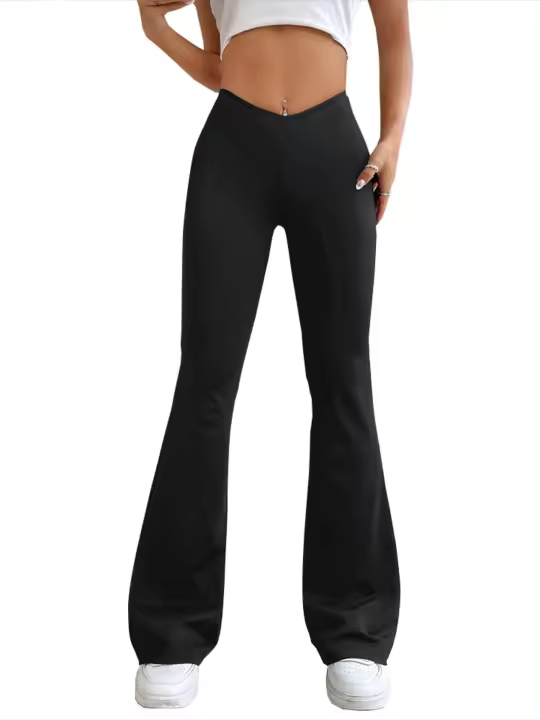 Pantalones de cintura ancha con cintura en forma de V para primavera y verano para mujer, adelgazantes y que mantienen el calor - 1