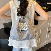 Mochila con lazo plateado de Color sólido, bolso de hombro estilo coreano de gran capacidad, bolso versátil para niñas - details 7