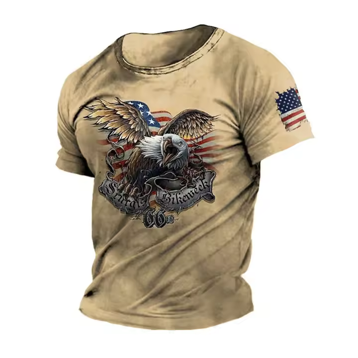 Camiseta 3D Floral Cuello Redondo para Hombres Manga Corta Material de Poliéster - 1
