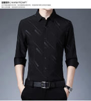 Primavera otoño moda cuello de manga larga nuevo negocio y ocio versátil impreso adelgazamiento camisa estilo de los hombres - details 0