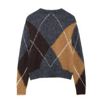TRAFZA-suéter de manga larga con estampado a cuadros para Mujer, Jersey informal elegante con cuello en V, Otoño e Invierno - details 2