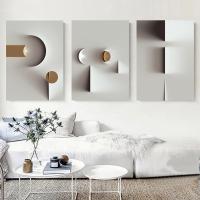 Cuadro de Pintura Nórdica Moderna en Lienzo con Marco Abstracto Geométrico 3PCS Decoración de Pared para Sala de Estar DHROOM - details 11