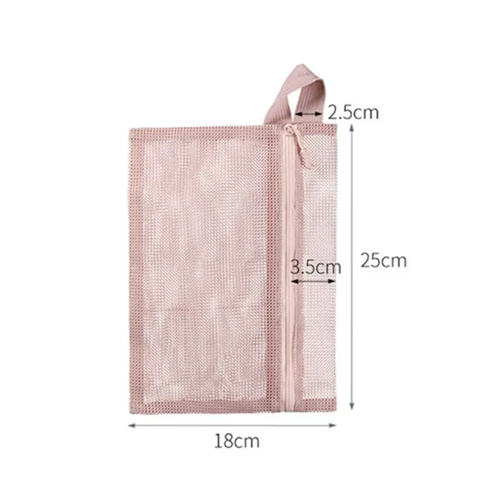 Bolsa de lavado de maquillaje de malla Simple, bolsa de artículos de tocador de secado rápido hueca, bolsa de almacenamiento ligera impermeable para viaje - 1