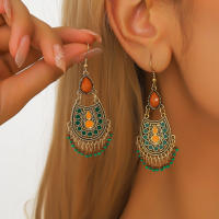 Pendientes de borla turquesa estilo étnico retro pendientes versátiles de temperamento para damas. - details 2