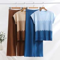 Pantalones informales de verano con gradiente, ropa informal, pijama de 2 piezas, conjunto de camiseta sin mangas de punto, conjunto de dos piezas para mujer 2025 - details 0