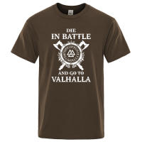 Camiseta de hombre con estampado vikingo, eslogan "Die in battle, go to Valhalla", ropa de marca, estilo hip-hop, verano, talla grande - details 11