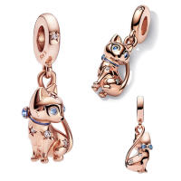 Fabricación de joyas con pulseras de plata pura, preciosas cuentas de gato, creación original. - details 1