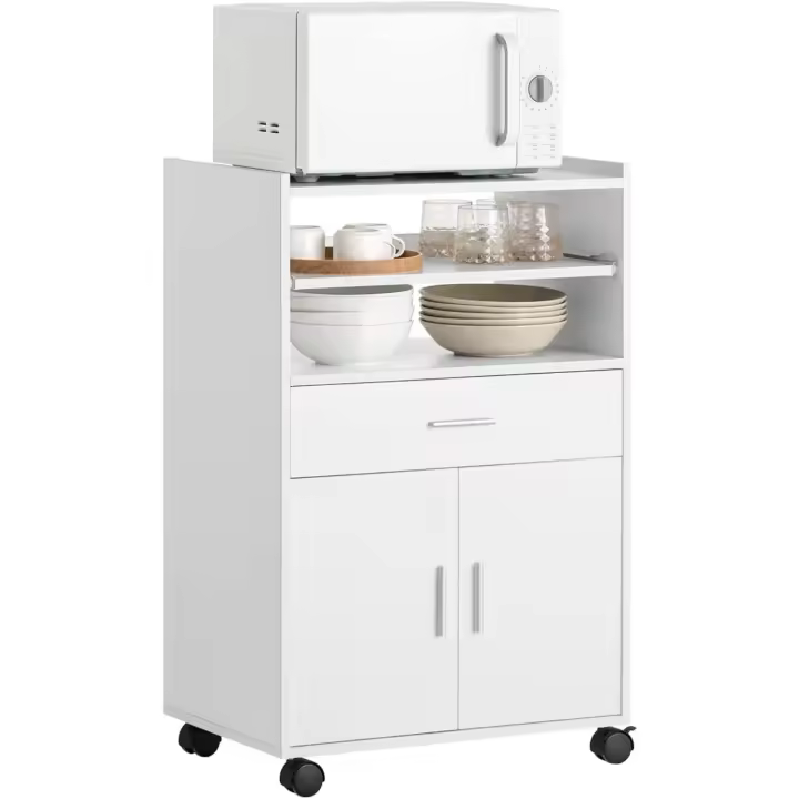 Cocina Aparador Auxiliar de Cocina Baja para Microondas con 2 Puertas y 1 Cajón - 1
