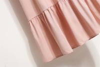 Vestido largo ajustado a la cintura con jersey de manga larga de color liso para mujer - details 26