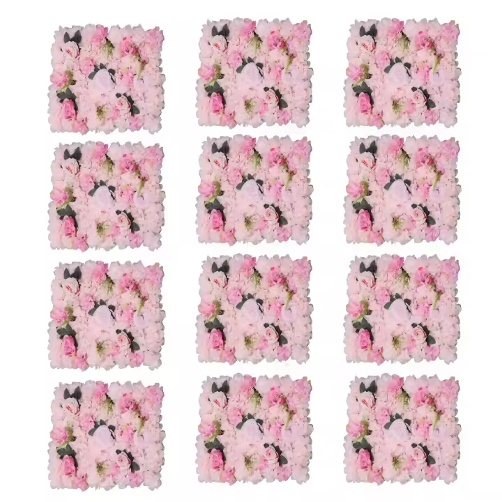 Paneles de Pared de Flor Artificial Paquete de 12 24" x 16" Ideal para Bodas, Fiestas, Eventos - 1