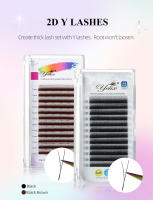 Yelix New 2D Volume Lashes Dark Brown Ultra-thin Y Lash Extension Lightweight Premade Fans Eyelash Extensions Single Tip 2D Y - details 2
