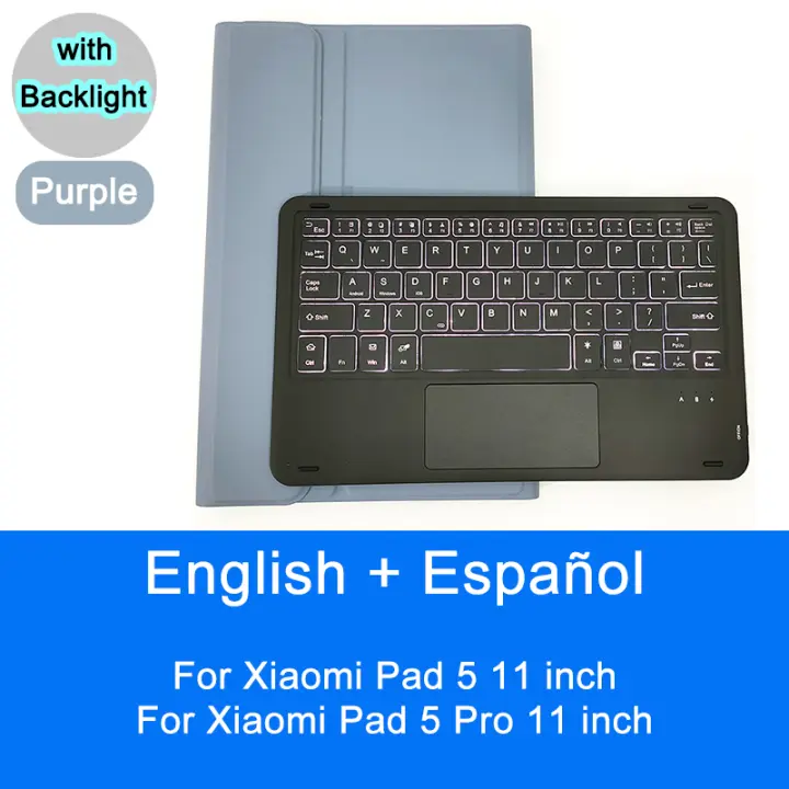 Teclado Bluetooth de Lujo para Xiaomi Mi Pad 5 5 Pro 11 pulgadas Estilo Español y Inglés con Retroiluminación Teclado de Cuero Sintético Portátil - 1