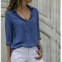 Blusa de Chiffon Suave y Elegante Camisa Larga con Cuello de Cuentas Tunicas de Oficina para Mujeres Tops de Talla Grande 2023 - details 10
