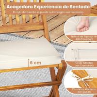 Muebles de Exterior de Madera de Acacia Conjunto de Mesa y Sillas Plegables con Cojines Acolchados Removibles Ideal para Patio Jardín Veranda Balcón (Beige) - details 1