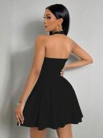 Vestido corto de verano con cuello Halter para mujer, vestido de verano con cintura acampanada, Y2K - details 1
