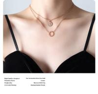 Collar con colgante de retrato en relieve de doble capa estilo europeo y americano, cadena de clavícula de acero titanio chapado en oro de 18k - details 2