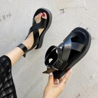 Sandalias de verano con punta redonda, estilo de Color sólido, versión, zapatos individuales cómodos para mujer - details 26