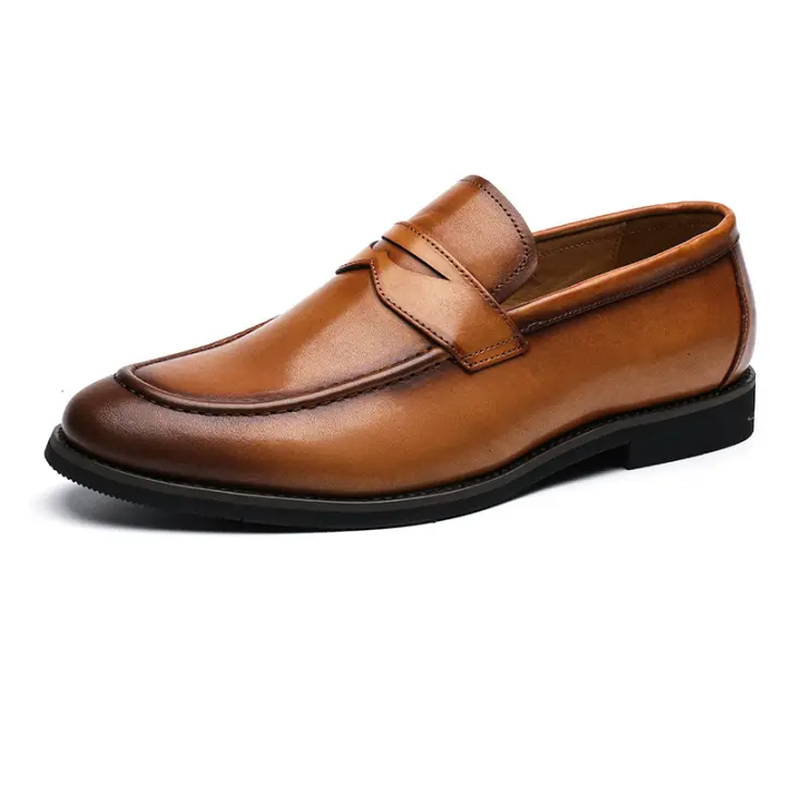 Mocasines de hombre, zapatos de cuero de un pedal de cuero genuino, primera capa de cuero de vaca de hombre - 1